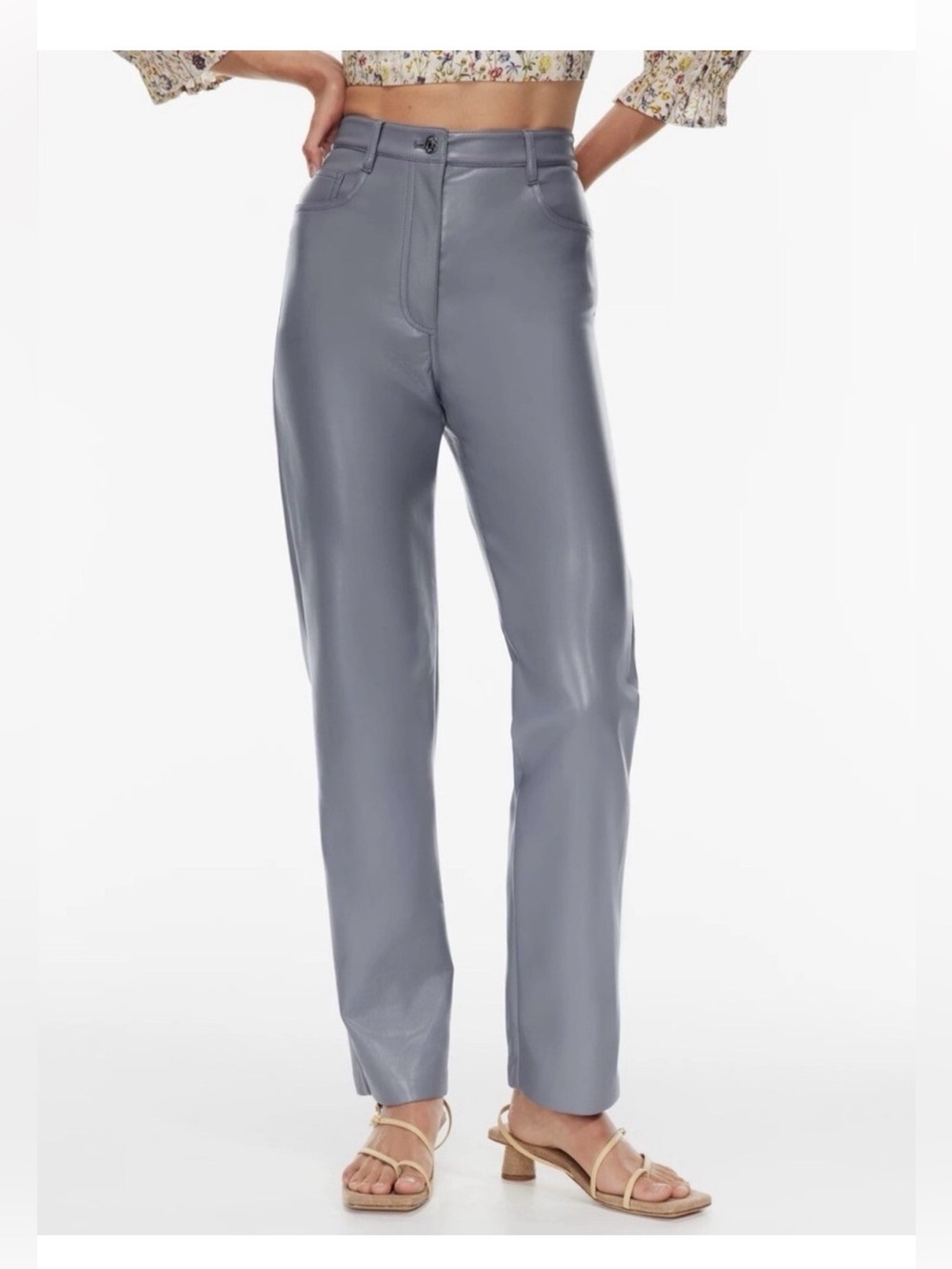 Aritzia Wilfred The Melina Faux Leather Pants Women Size 6 Straight Leg Grey y2k
